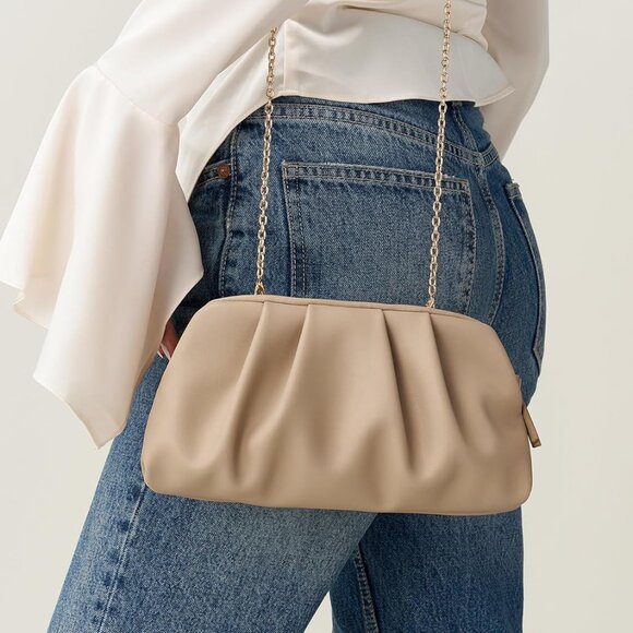 CHUNLI Dressy Vegan Leather Clutch Purse for Women Formal, Soft Pleated PU Eveni - Picture 4 of 6